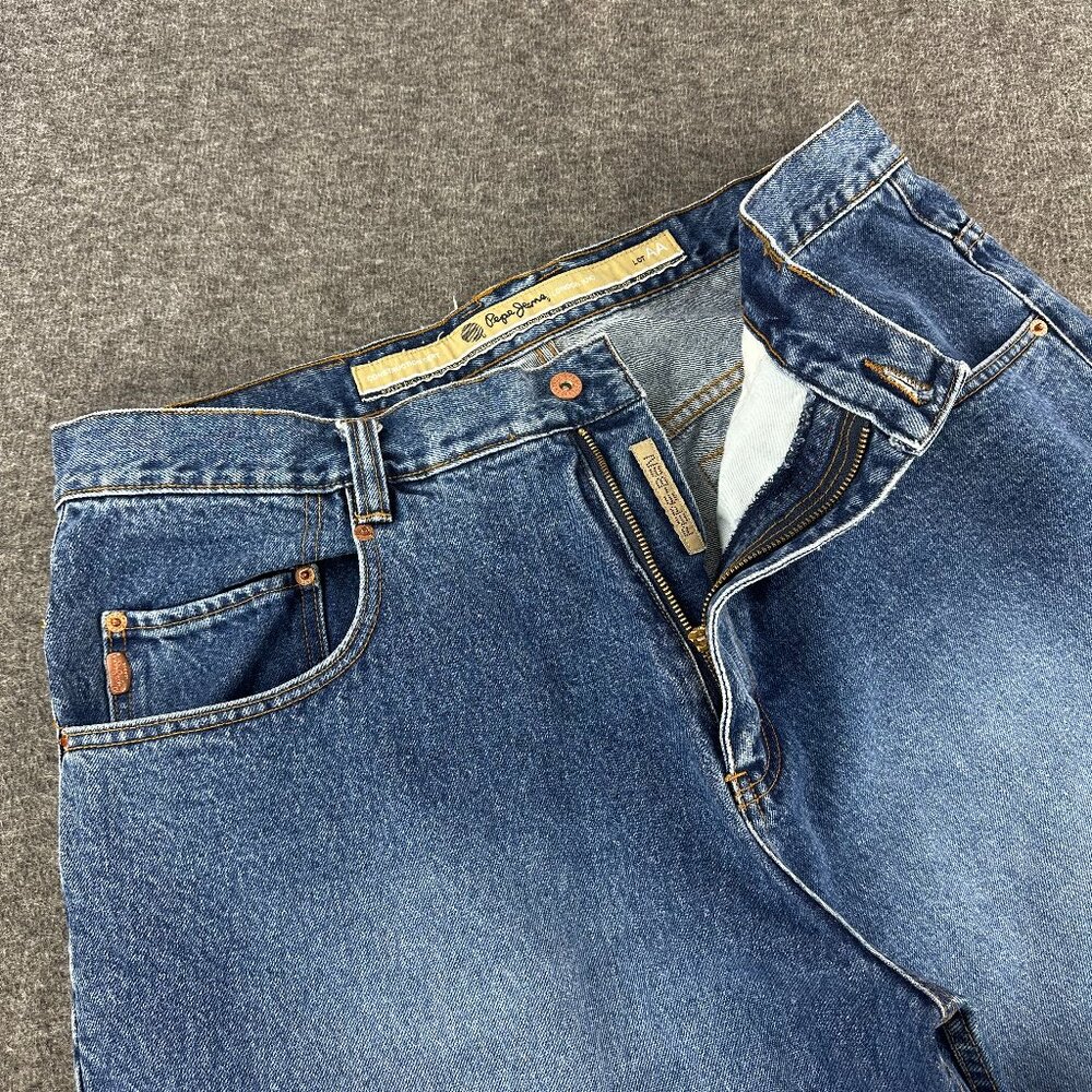 Vtg 90s Pepe Jeans Mens 40x34 Blue Denim Baggy Straight Dark Wash Y2K